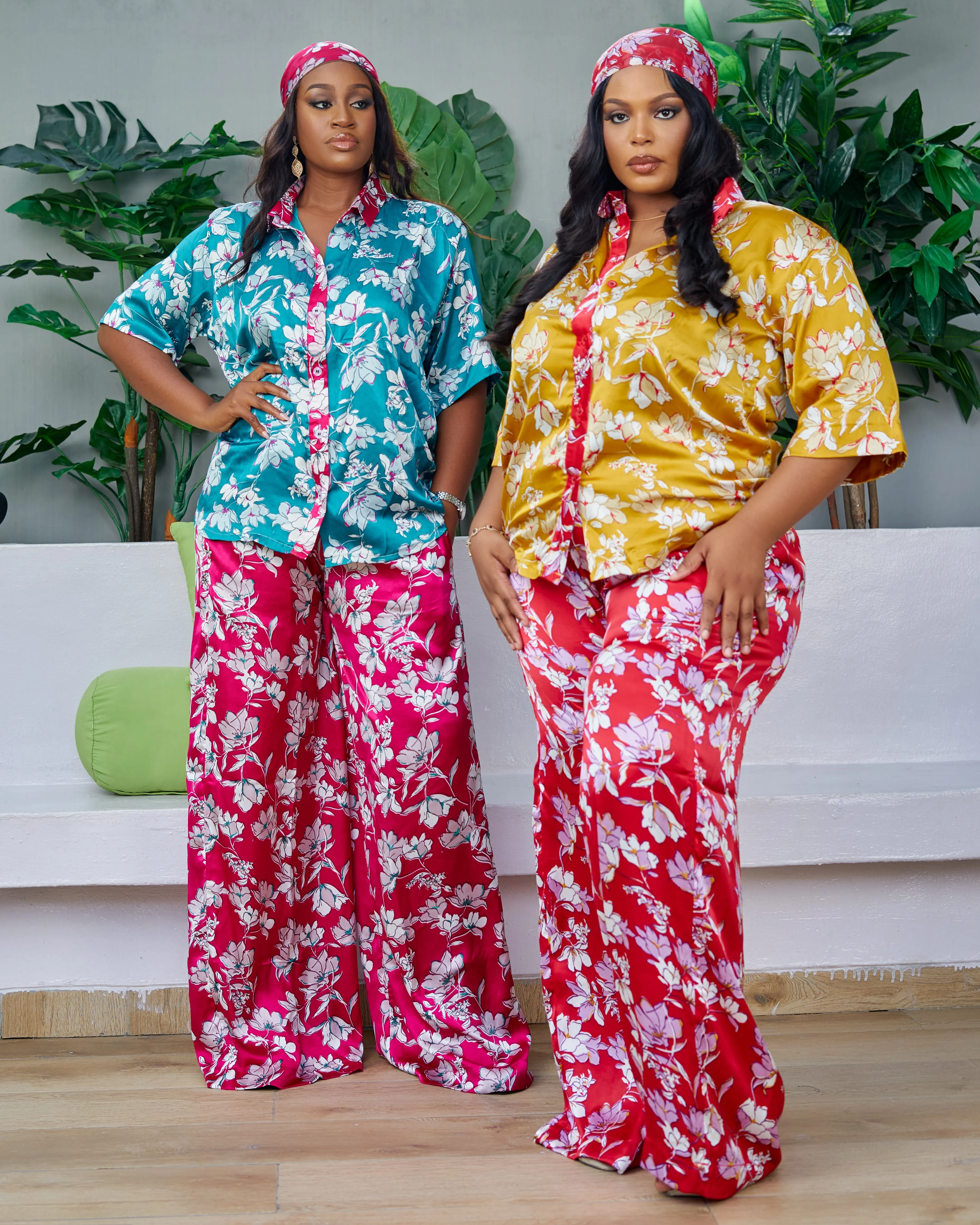 2pc African Print Silk Shirt and Trouser Set - Rufinah