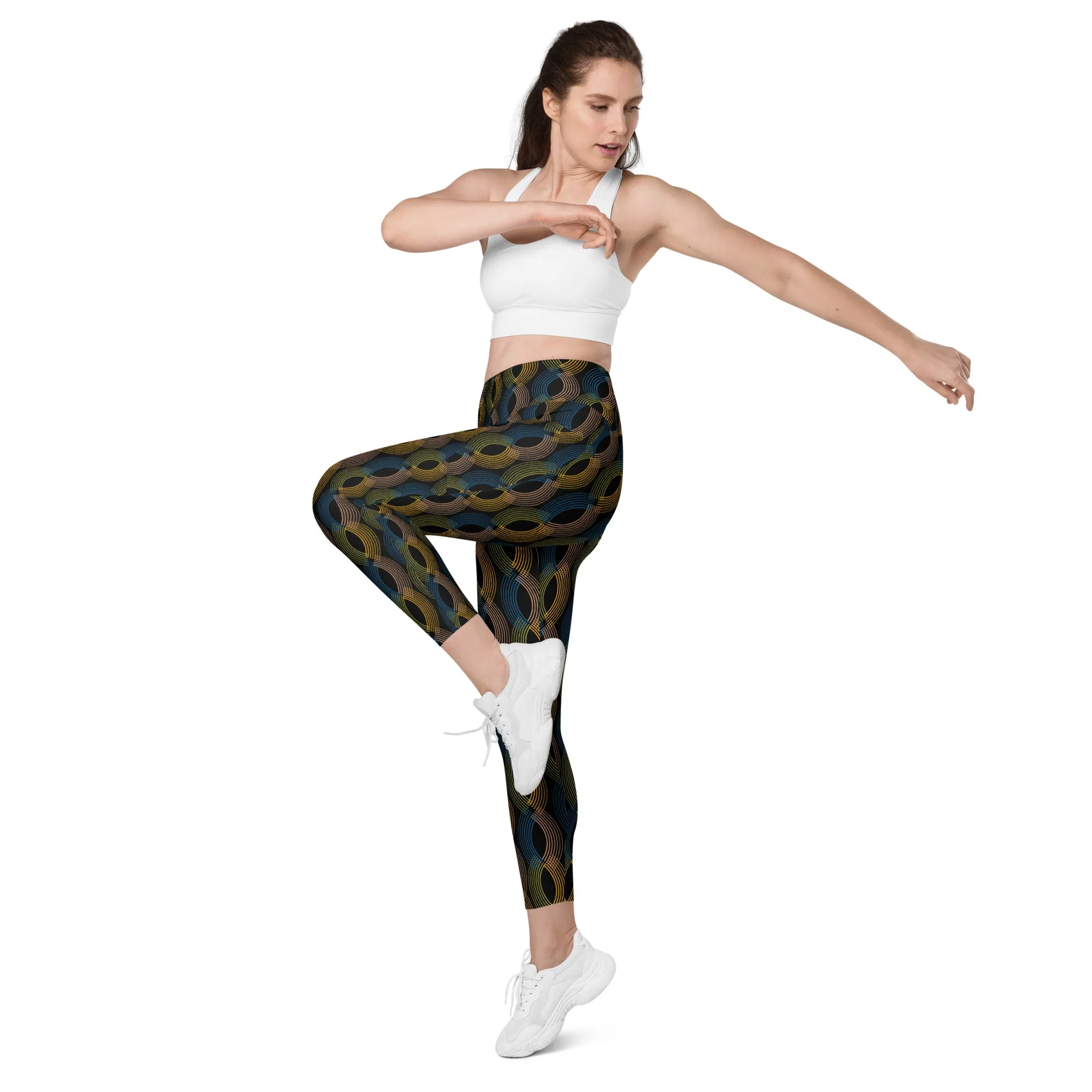 Arc Series- Black Arc Leggings with 2 side pockets  - Big enough for you cell phone