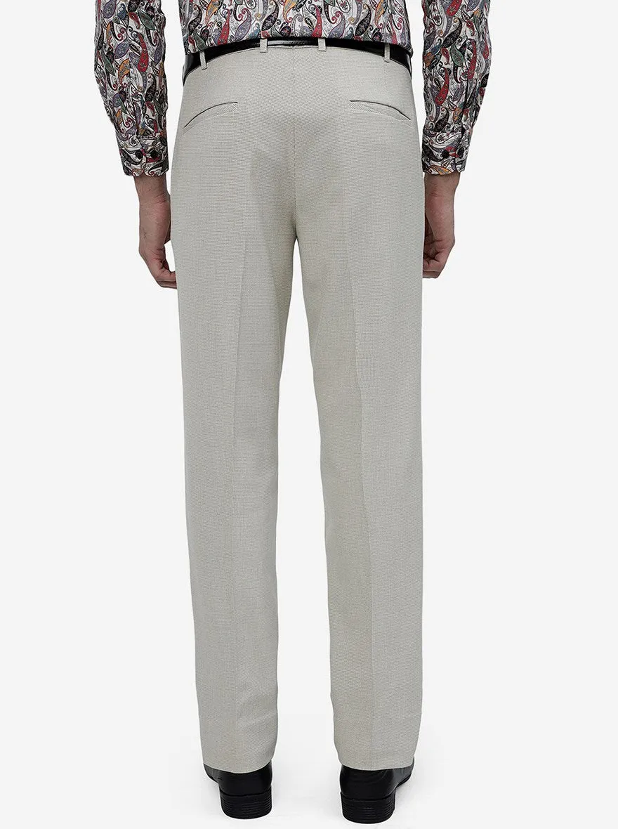 Beige Solid Slim Fit Formal Trouser | JB Studio