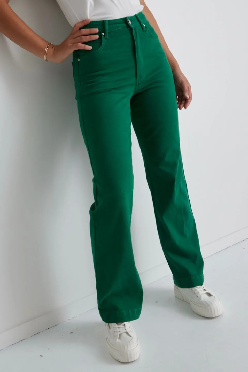 Billie Apple Green Wide Leg Jeans