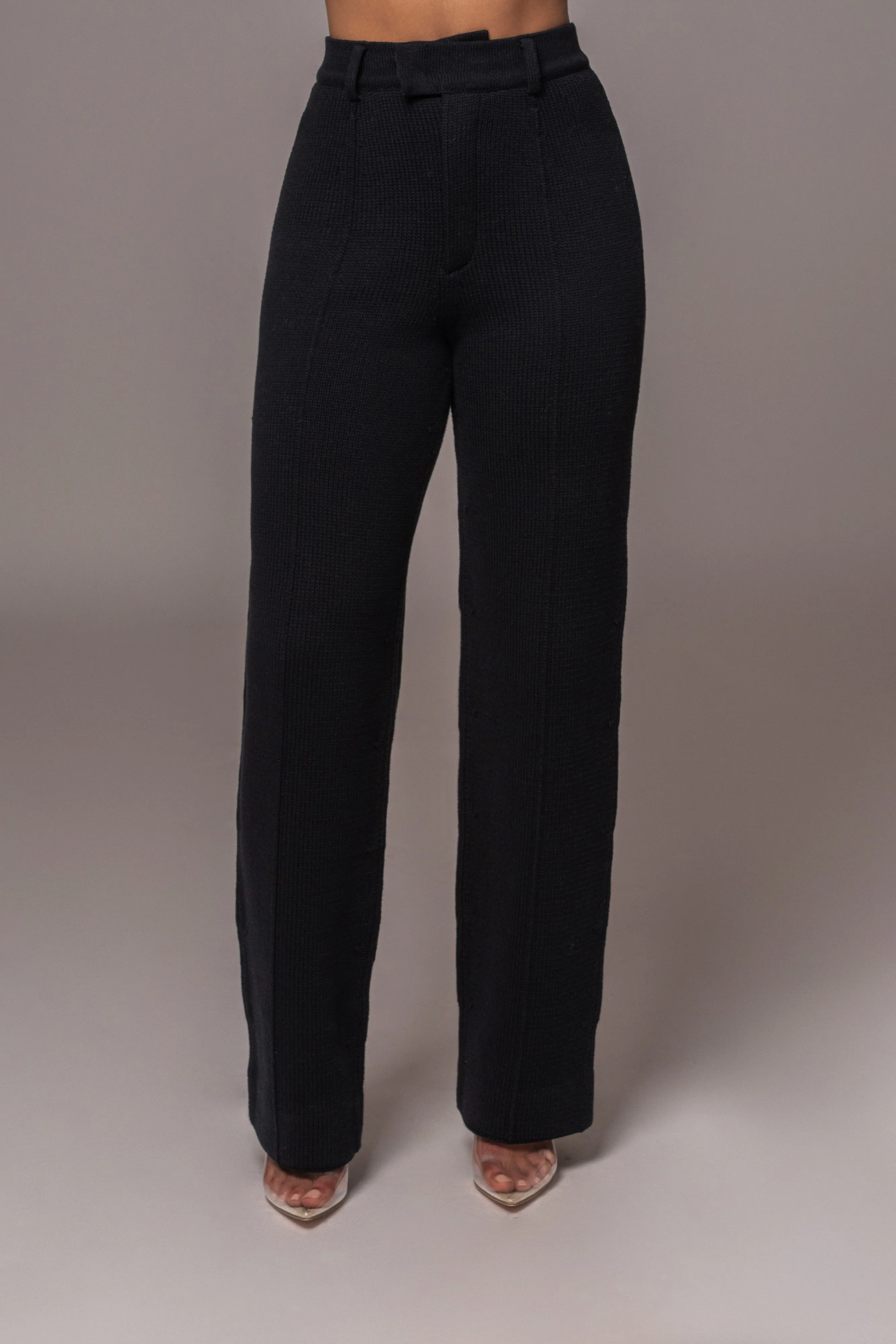 Black Back In Business Knit Trousers