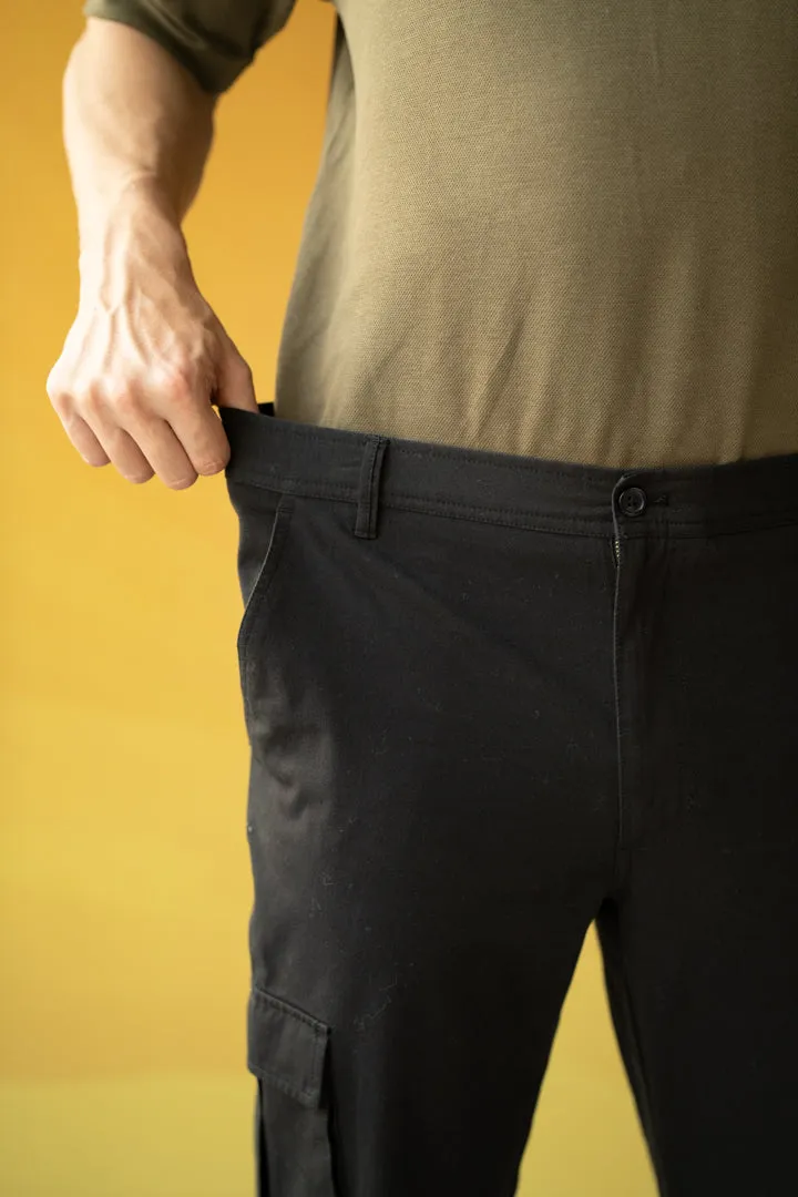 Black Shadow Stretch Cargo Pants