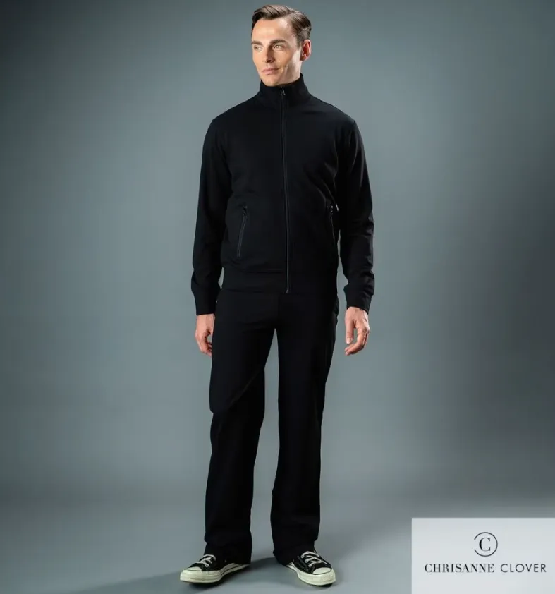 Chrisanne Clover Men's Black Two Piece Jacket and Pants Tracksuit M092 in Stock