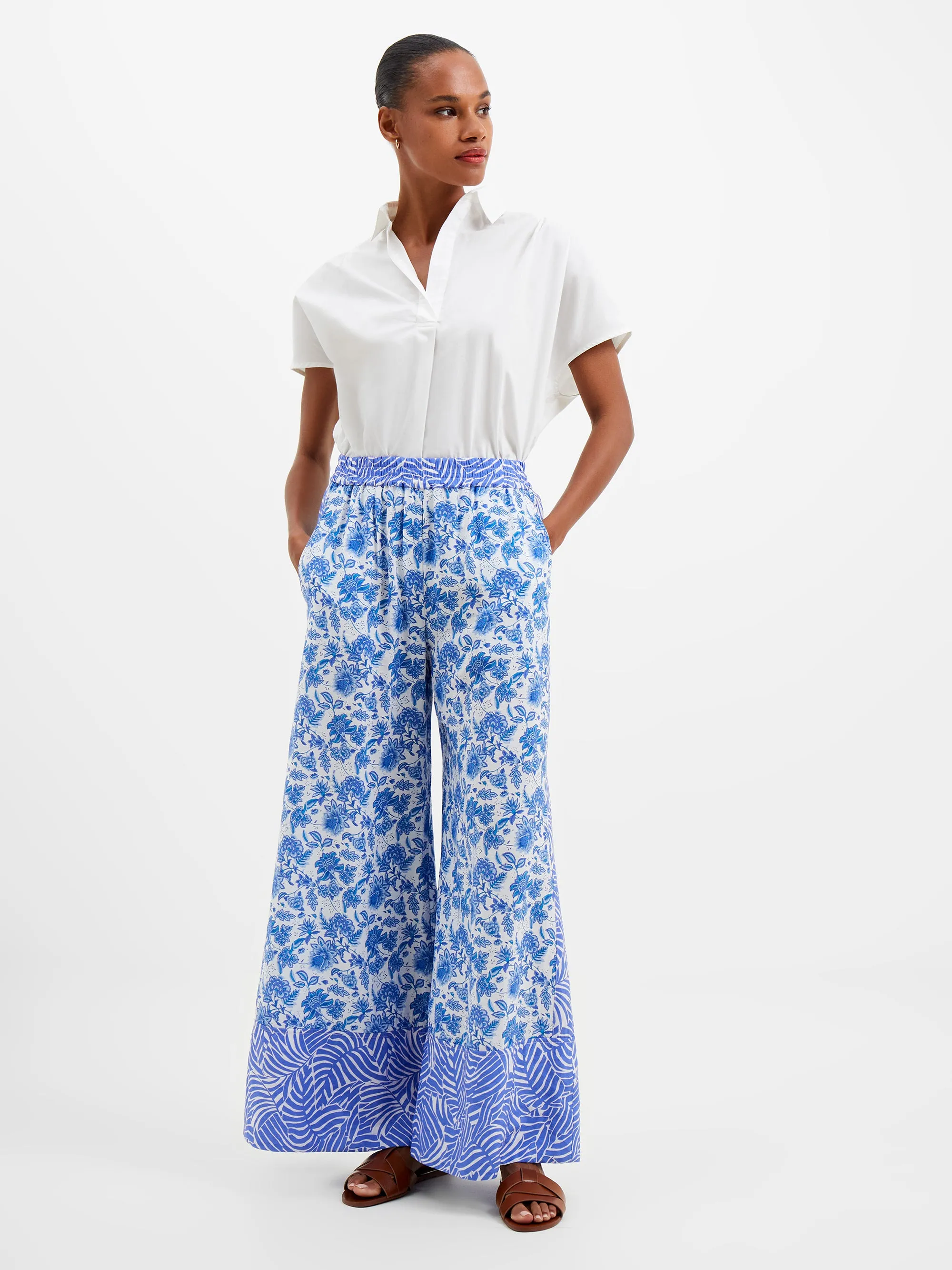 Cosette Border Print Wide Leg Trousers