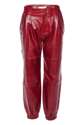 Cyrus Mahogany Leather Jogger Pants