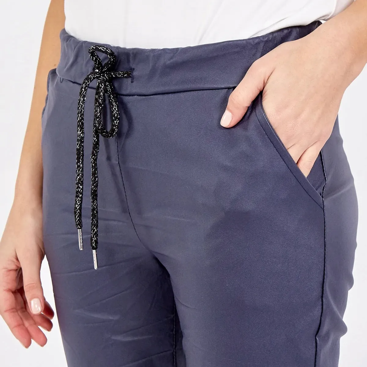 Faux Leather Magic Trousers - Midnight Blue