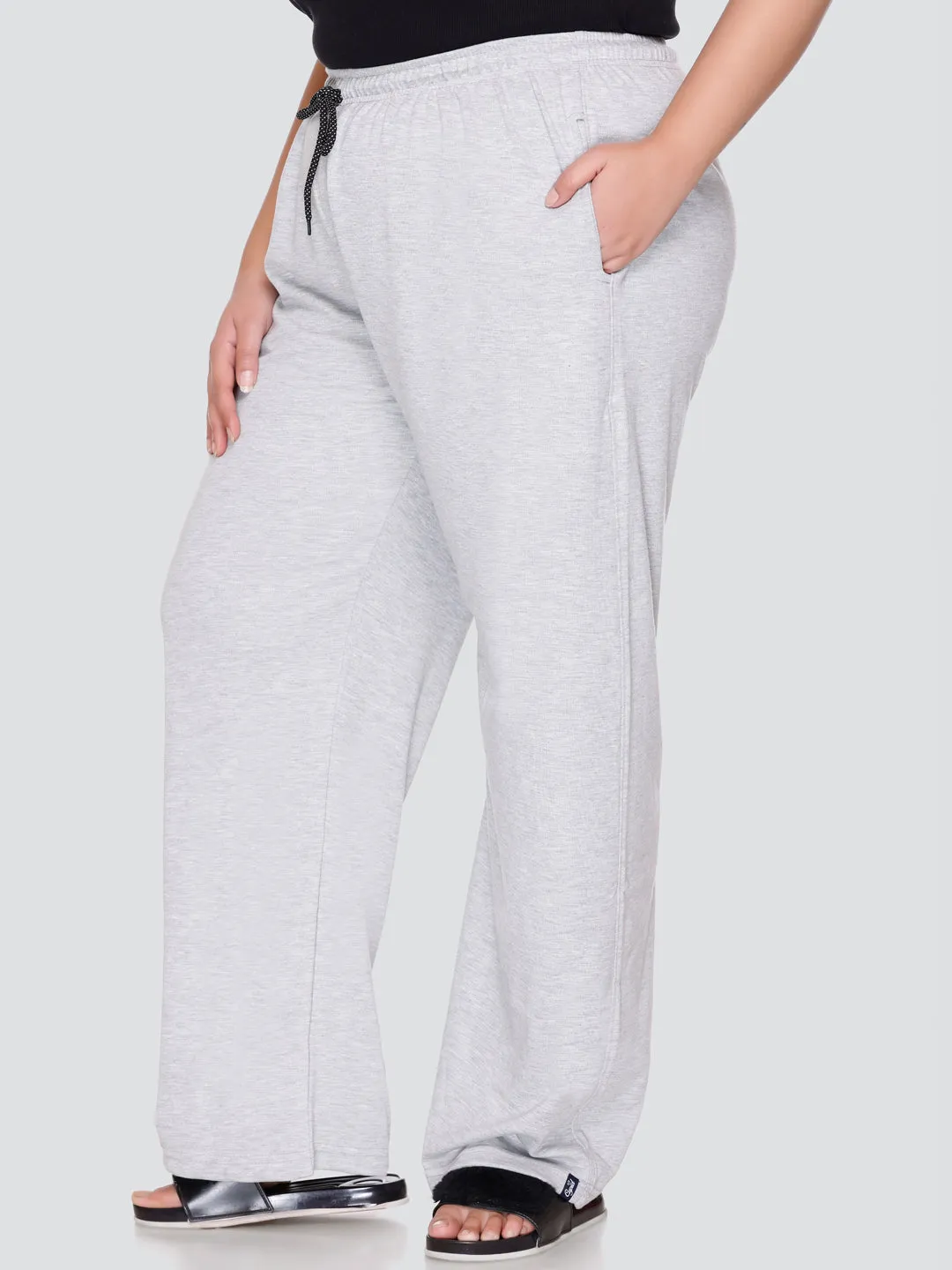 High Rise Cotton Straight Grandma Grey Trackpants (Available in Plus Size)