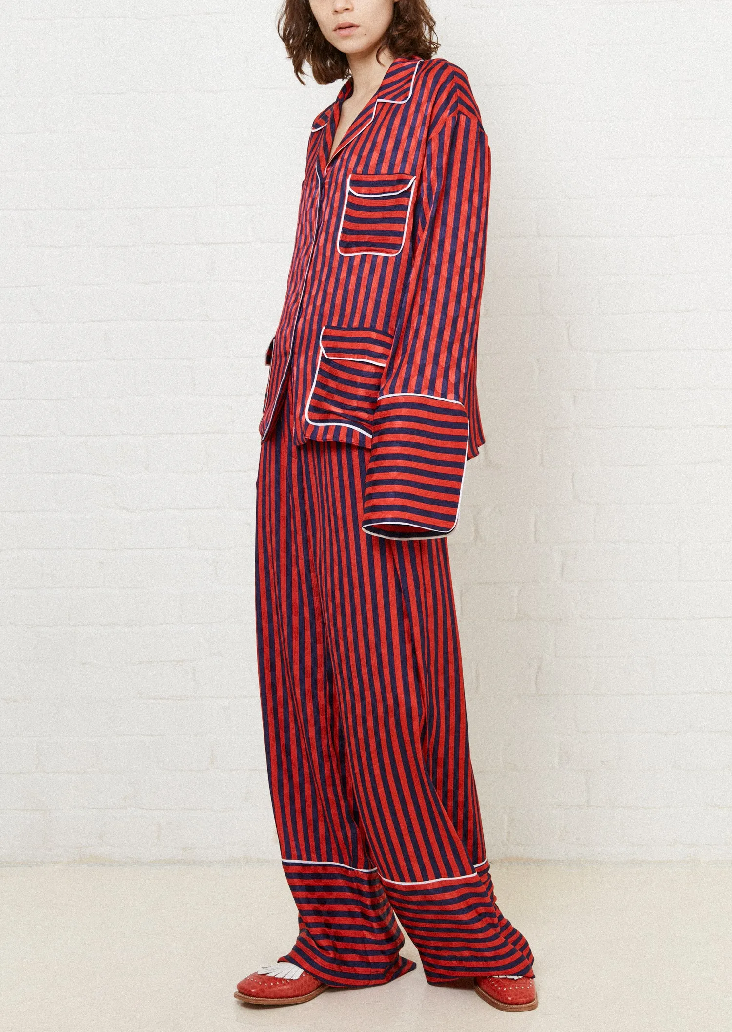 House of Holland Red & Navy Stripe Pyjama Style Trousers