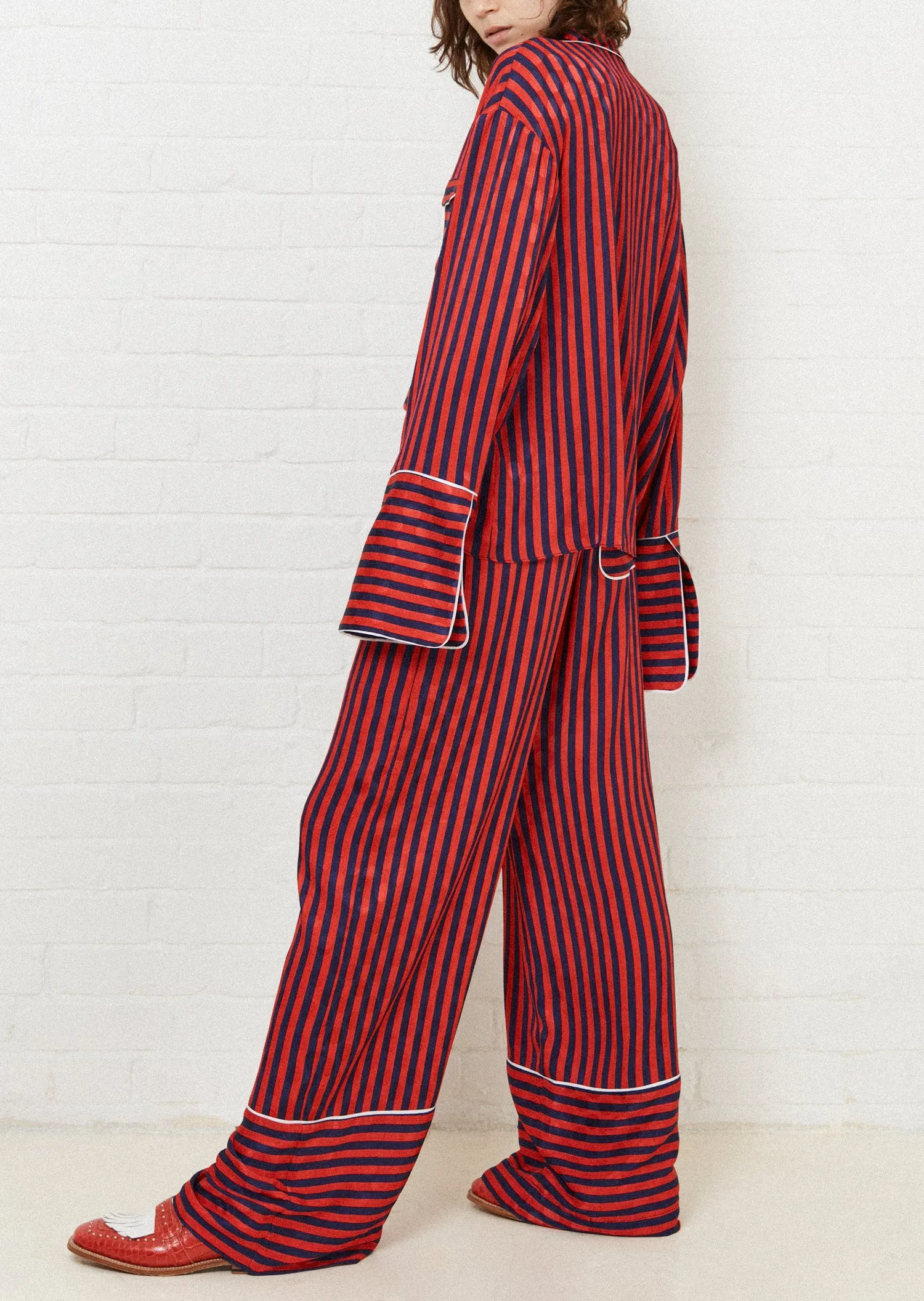 House of Holland Red & Navy Stripe Pyjama Style Trousers