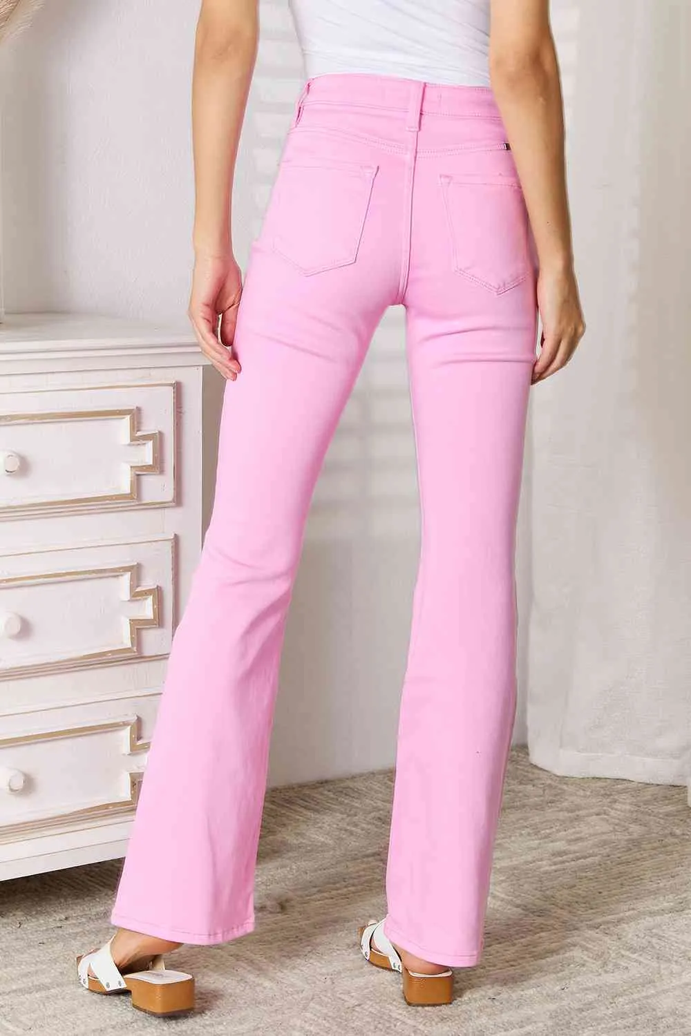 Kancan High Rise Bootcut Pink Jeans