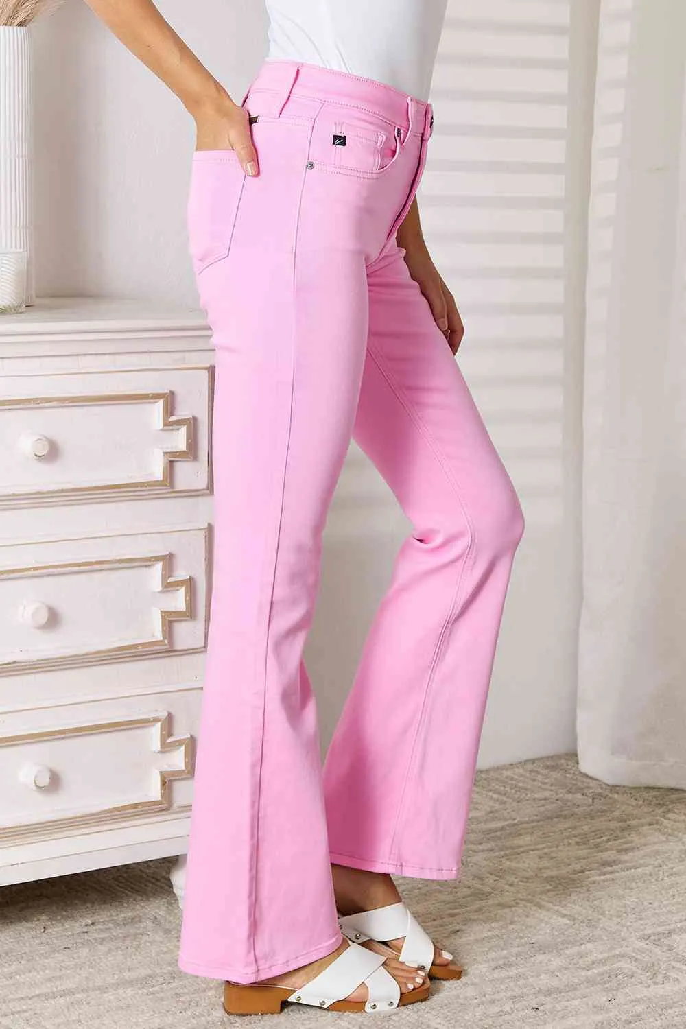 Kancan High Rise Bootcut Pink Jeans