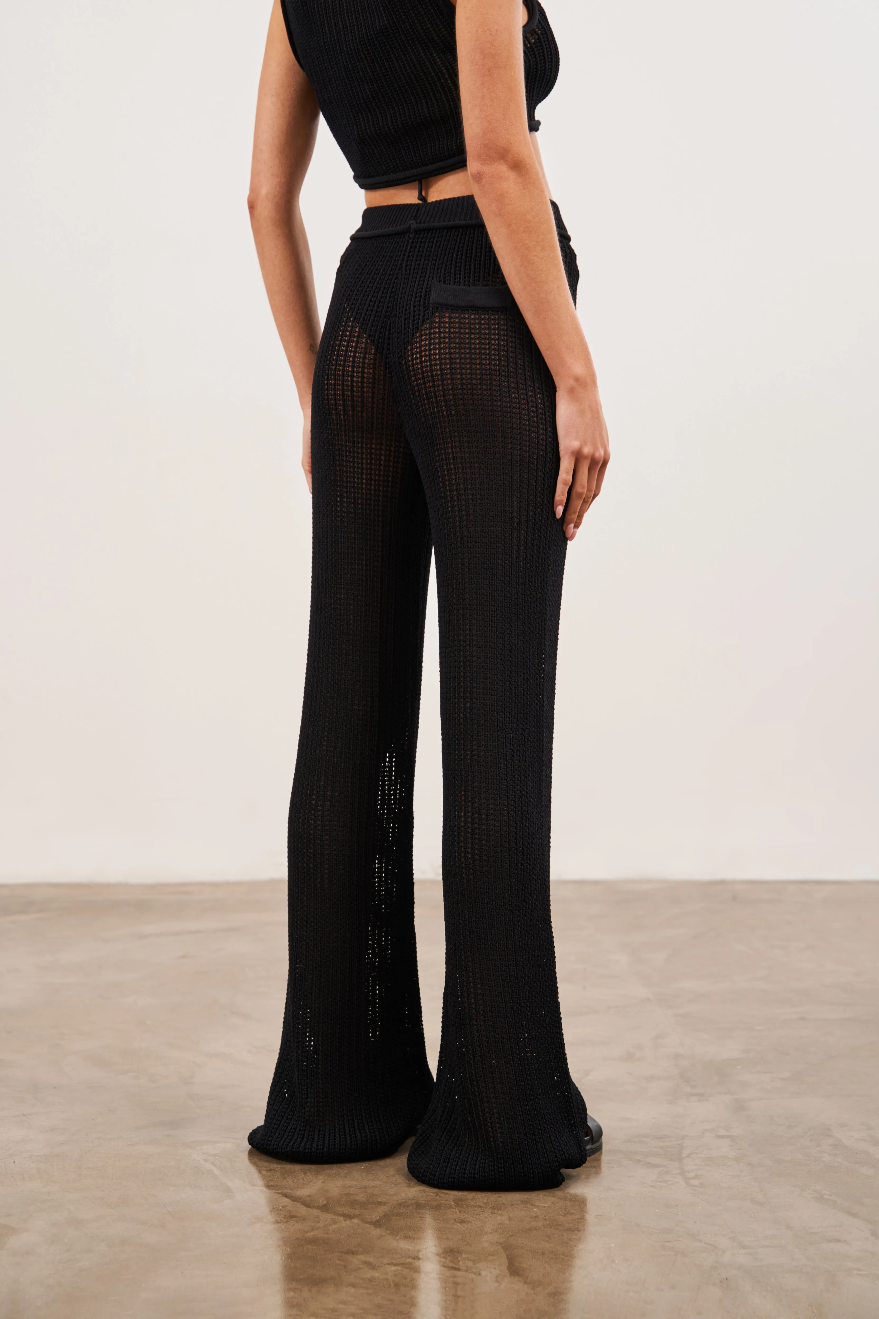 KNITTED TROUSERS - BLACK