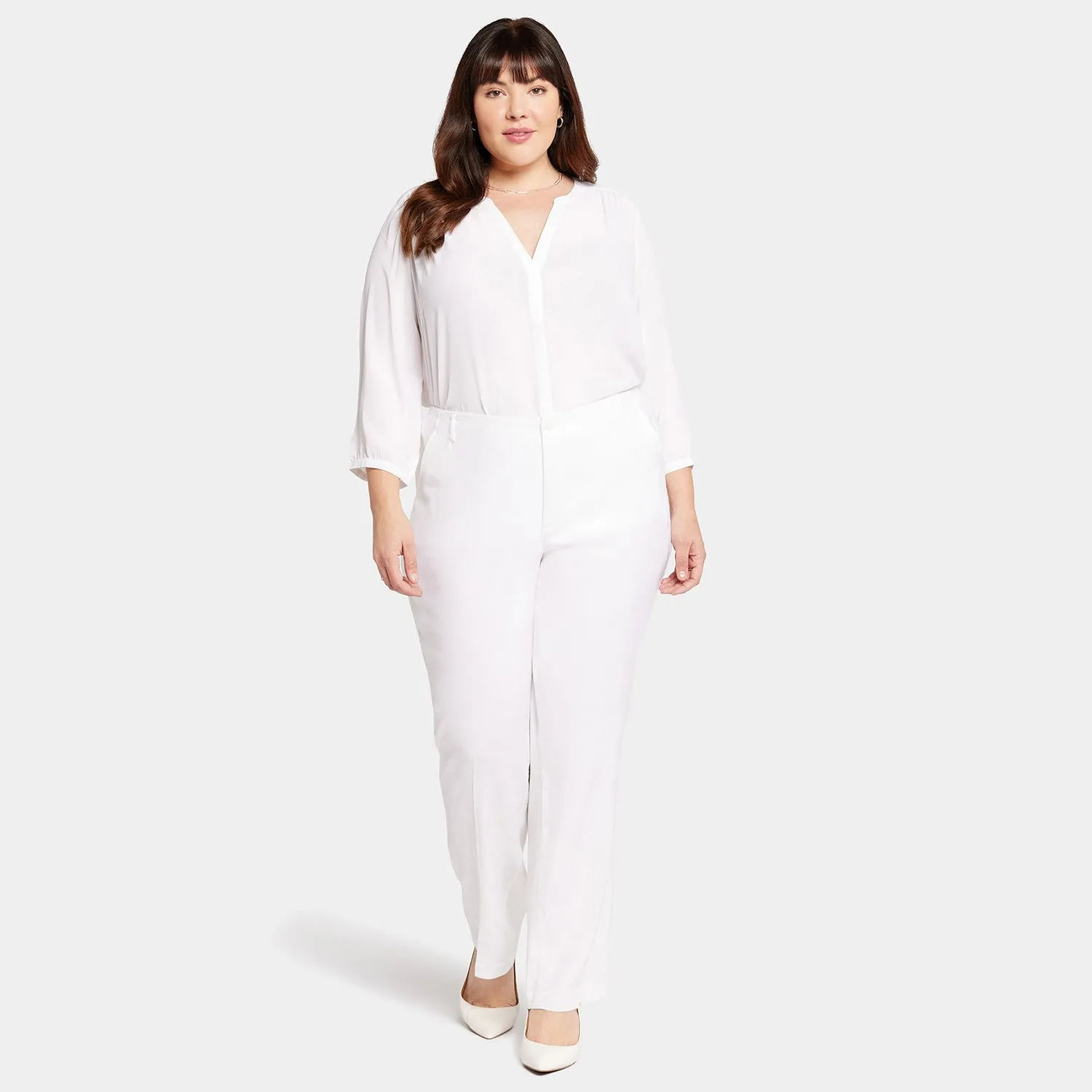 Marilyn Straight Pants In Plus Size - Optic White