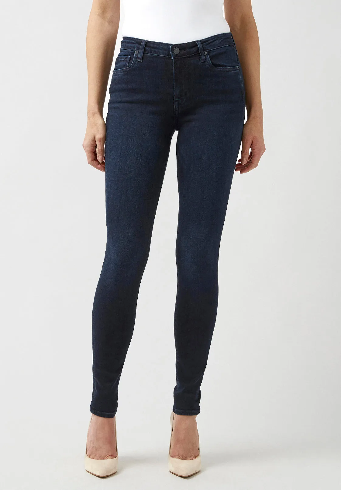 Mid Rise Skinny Alexa Women's Jeans in Rinsed Dark Blue Rinsed - BL15670