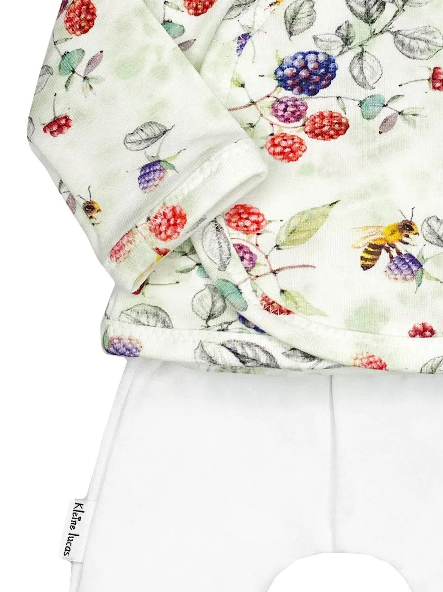 NICU Wrap Top & Trouser Set, Fruit & Bees Print Set