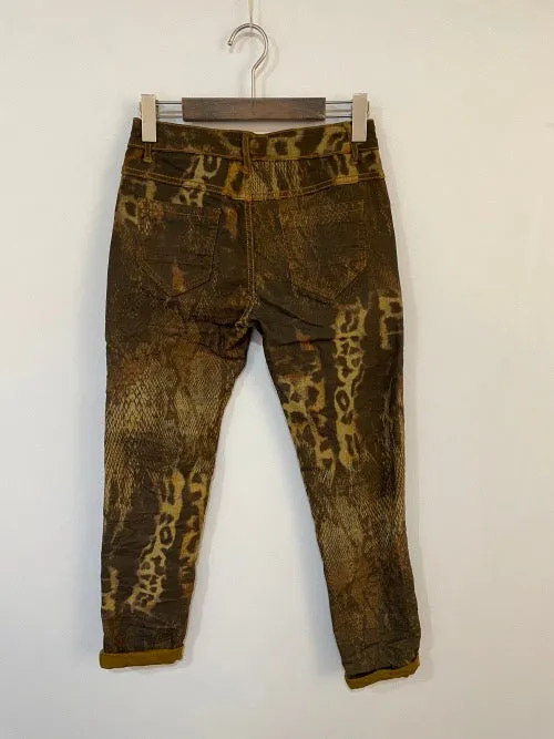 Onado Reversible Denim Jeans Animal Print Caramel