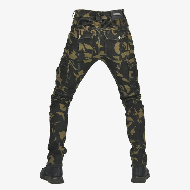 Outdoor Camo Motorcycle Riding Men's Pants with Knee Pads