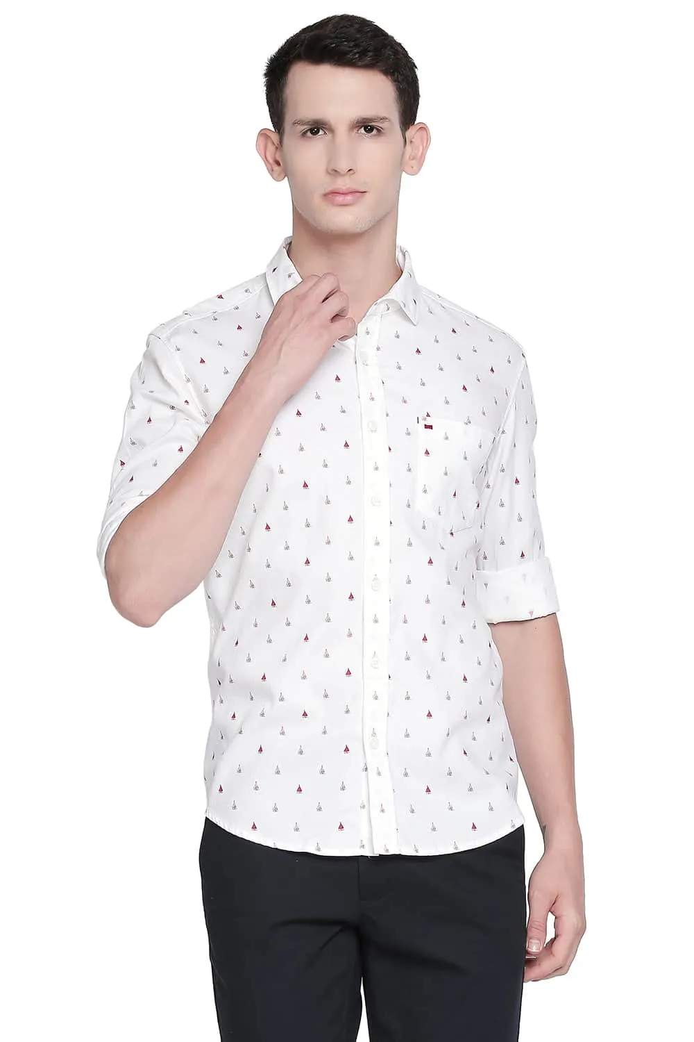 Slim Fit Printed Dobby Shirt