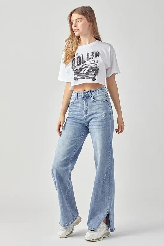 Split Hem Jeans - Bella Chic