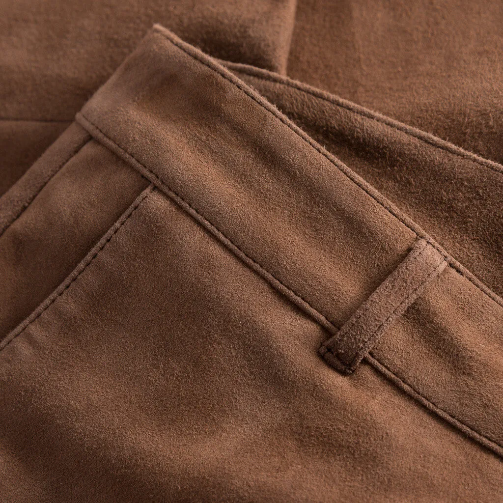 Suede chino pants / 50308 - Chocolate