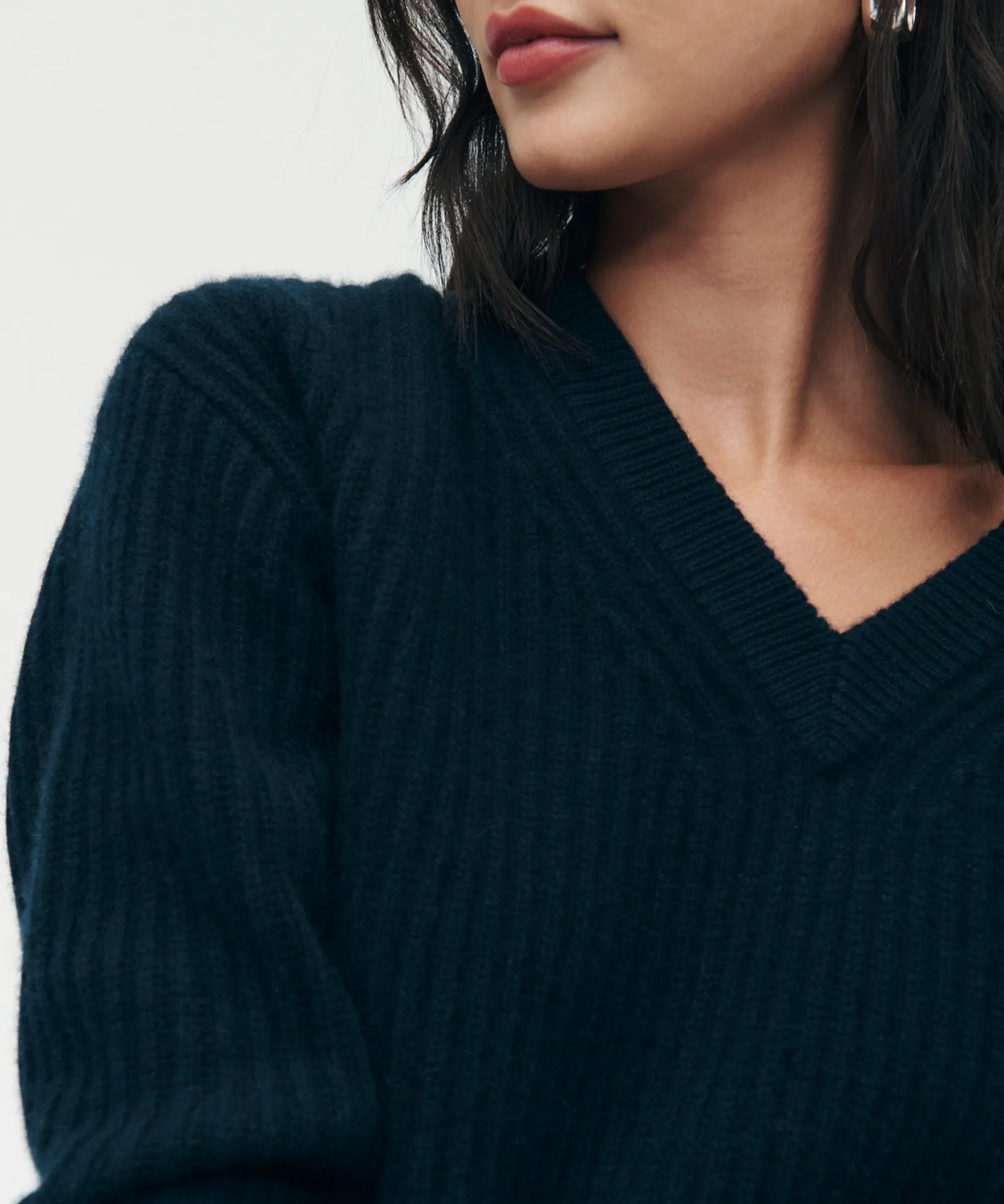 Super Luxe Cashmere Fisherman V-Neck Sweater