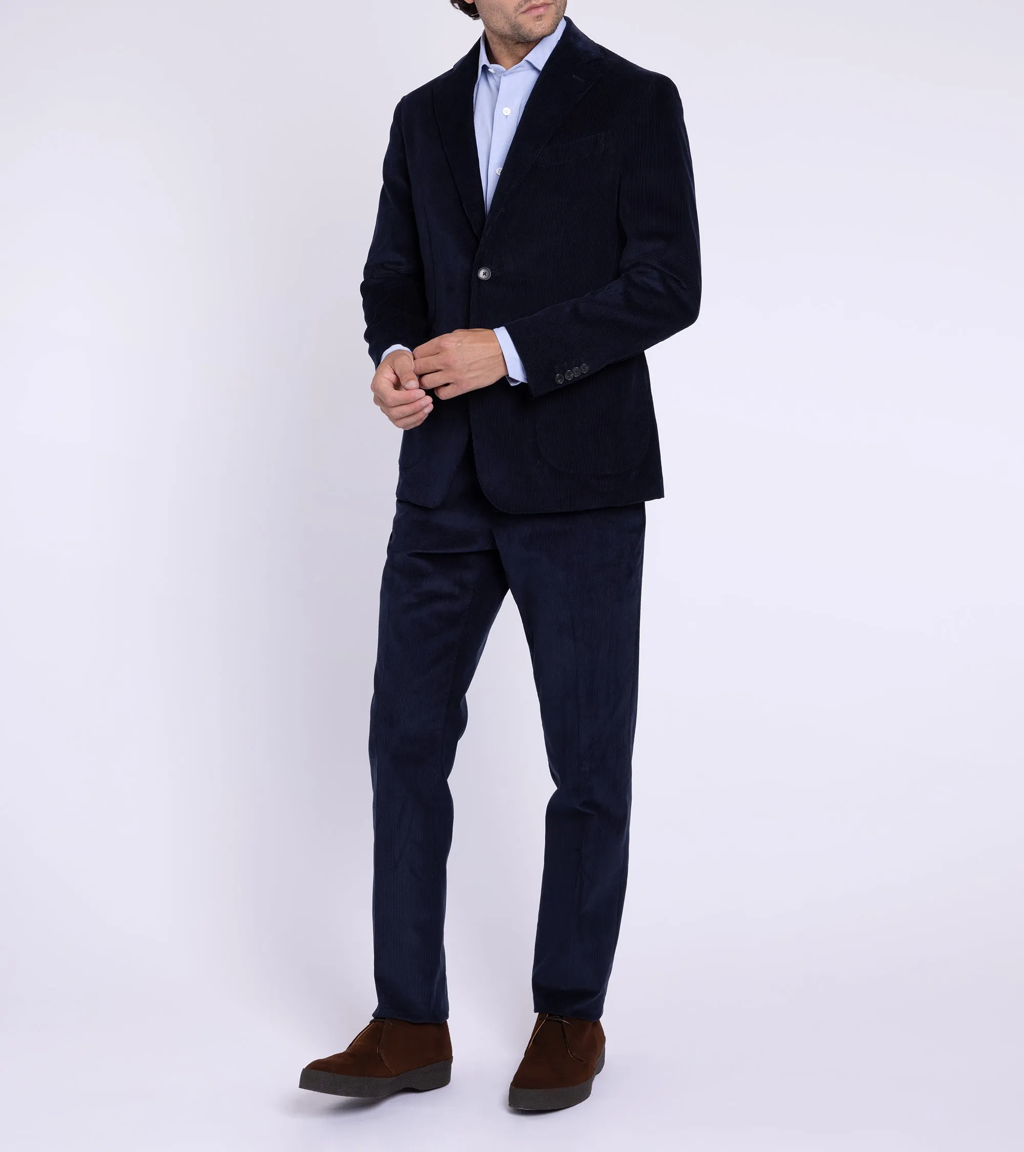 Trunk Wigmore Fine Cotton Corduroy Suit Trousers: Navy